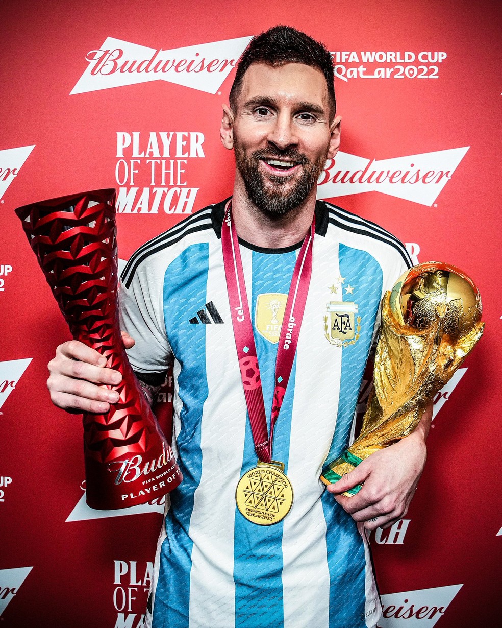 Messi foi eleito cinco vezes o melhor em campo nos sete jogos da Argentina — Foto: Divulgação