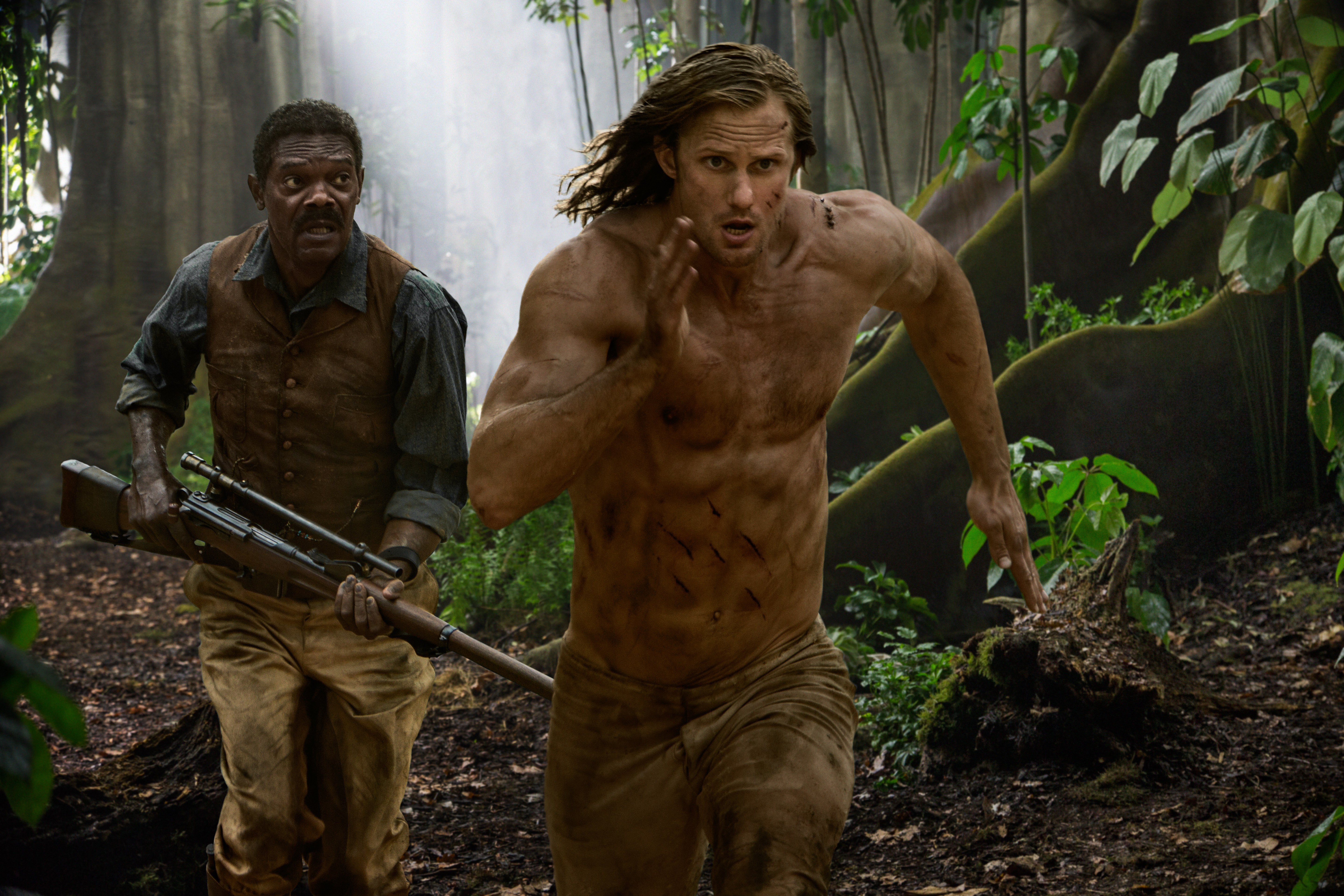 Samuel L. Jackson e Alexander Skarsgård em 'A Lenda de Tarzan' (Foto: Divulgação)