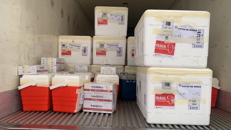 O 31º lote de vacinas contra a Covid-19 tem um total de 841.960 doses — Foto: Herbert Cabral/ TV Globo