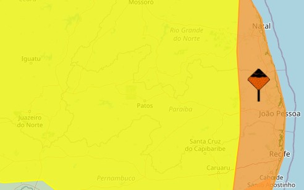 Inmet emite alertas de acumulado e de chuvas intensas para todos os municípios da PB — Foto: Reprodução/Inmet