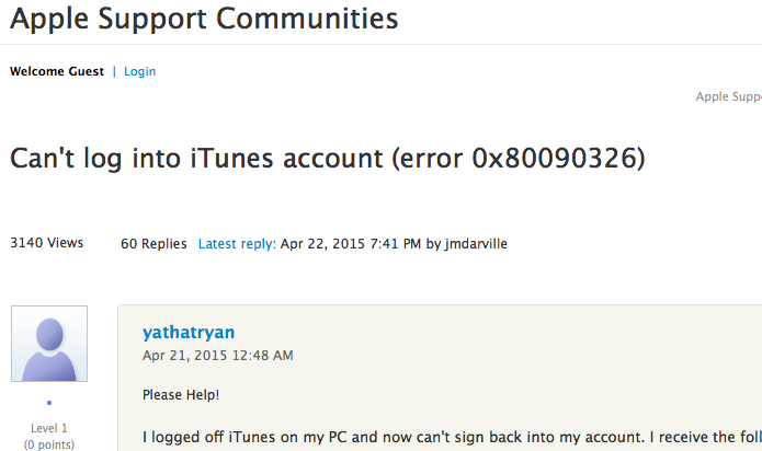 iTunes está exibindo um erro ao ser executado no Windows XP (Foto: Reprodução/Edivaldo Brito)