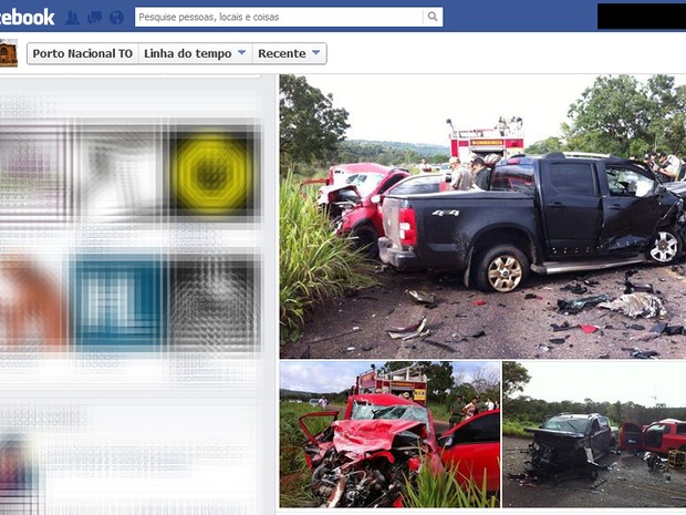 Imagens do acidente na TO-070 foram divulgadas nas redes sociais (Foto: Reprodução/Facebook)