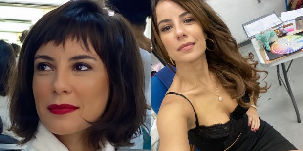 Andréia Horta como Lara e, agora, como a nova personagem de seriado da Globoplay (Foto: Reprodução / Instagram)
