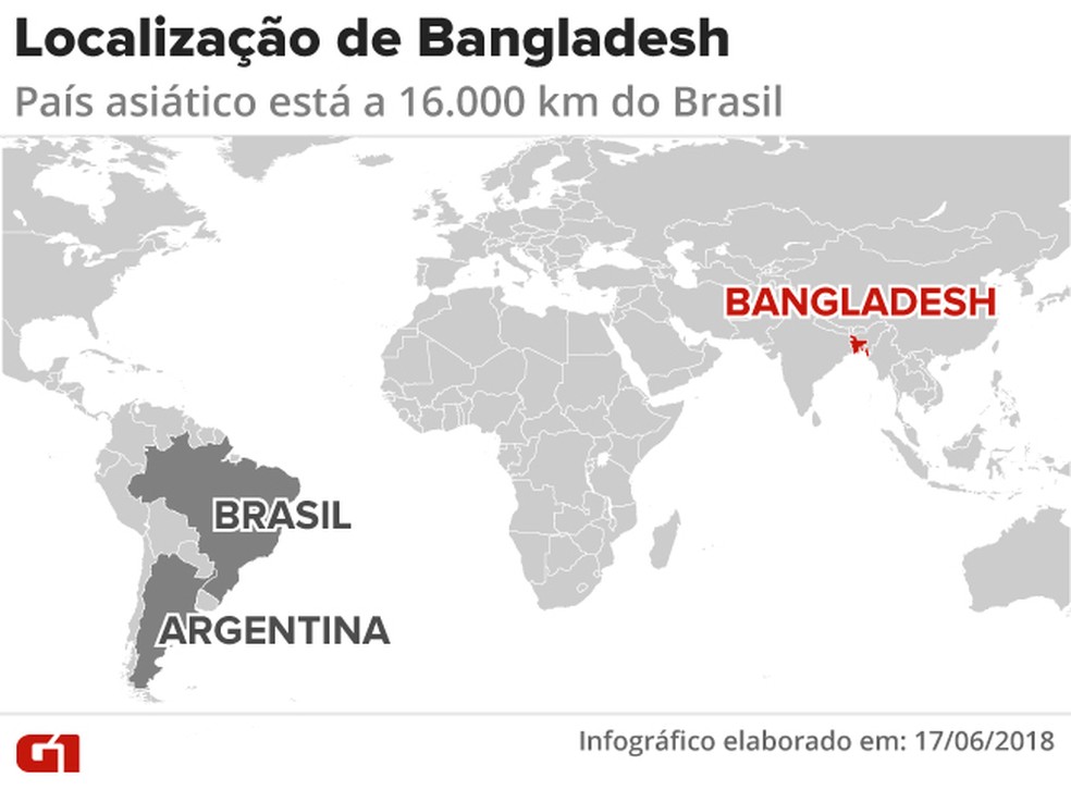 Mapa - Bangladesh — Foto: Rodrigo Cunha/G1