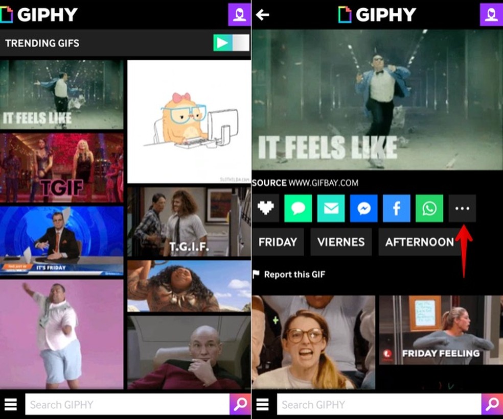 Abra o GIF que você quer postar no Instagram (Foto: Reprodução/Helito Bijora)
