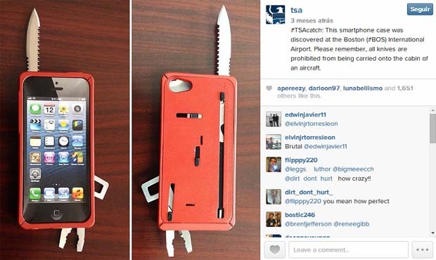 Facas são escondidas em iPhone (Foto: Instagram TSA)