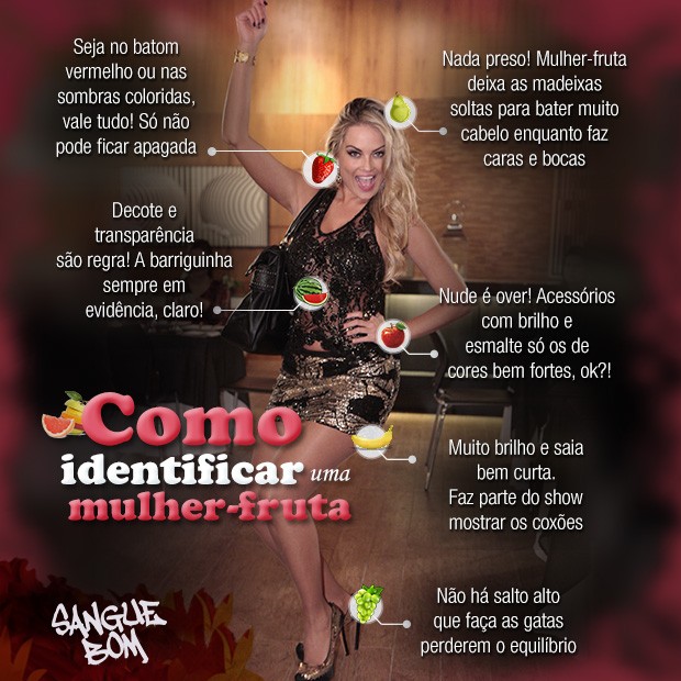 Arte como identificar uma mulher-fruta (Foto: Sangue Bom / TV Globo)
