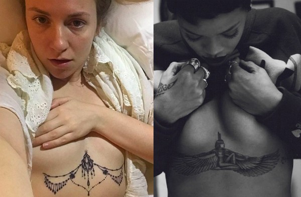 As tatuagens de Lena Dunham e Rihanna (Foto: Instagram)