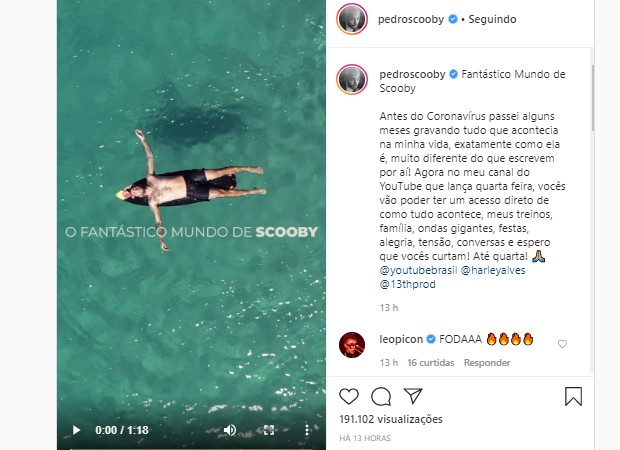 Pedro Scooby anuncia canal no YouTube (Foto: Reprodução/Instagram)
