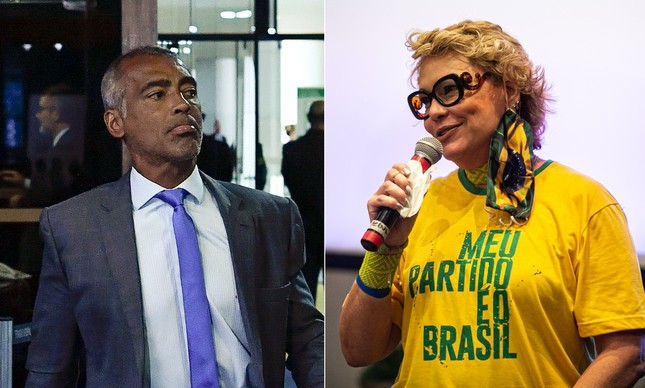 O senador Romário e sua provável suplente em 2022, Rogéria Bolsonaro: o comunista ficou para trás 