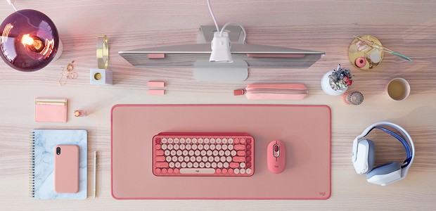 Mouse, teclado e desk mat, da linha Pop da Logitech (Foto: Divulgação)