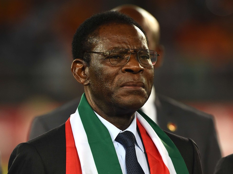 O presidente da Guiné Equatorial, Teodoro Obiang Nguema Mbasogo, na final da Copa Africana de Nações de 2015