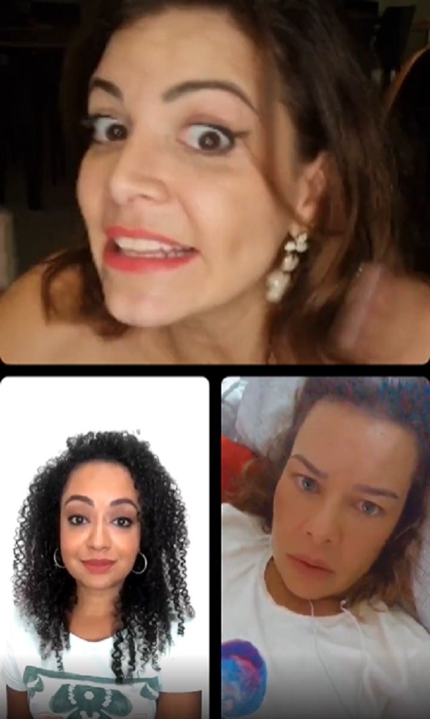 Renata Del Bianco, Aretha Oliviera e Fernanda Souza conversam em live sobre documentário de Chiquititas (Foto: Reprodução/Instagram)