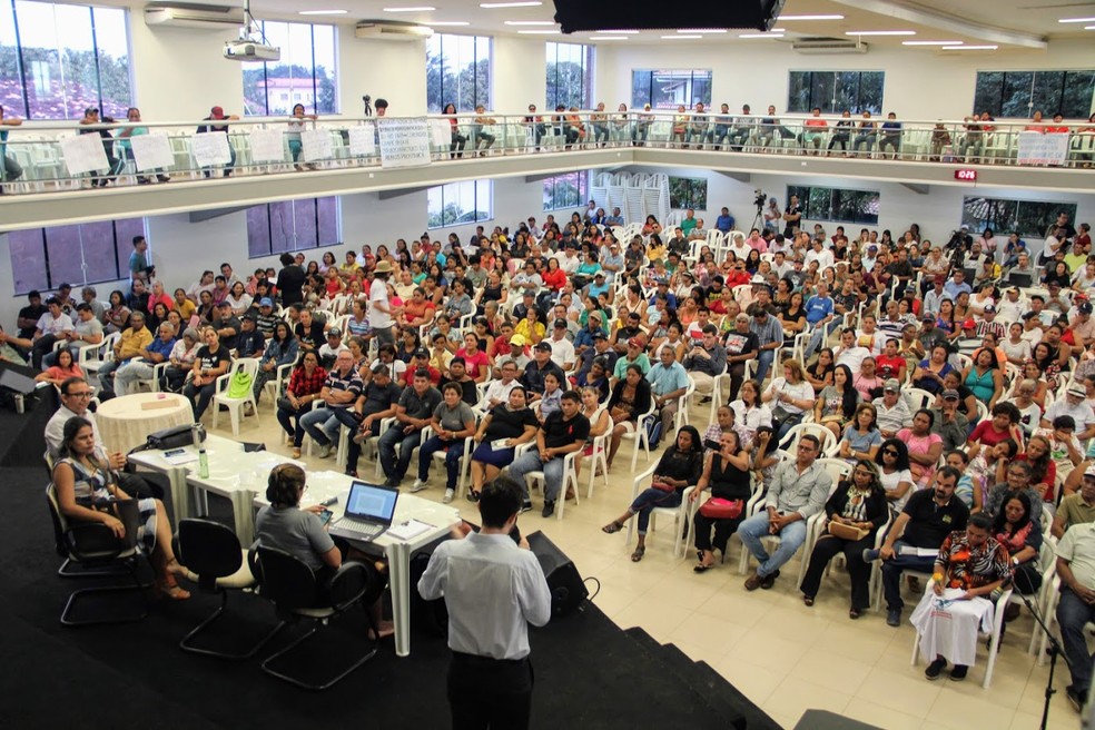 Audiência pública em Barcarena, no PA, discute cumprimento de TAC assinado pela Hydro. — Foto: Reprodução / MPF