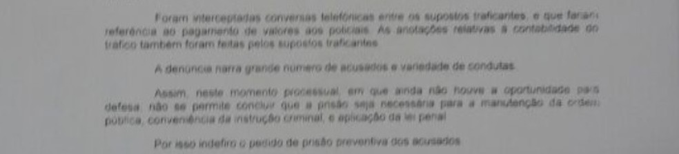 Trecho da decisão da juíza diz que 