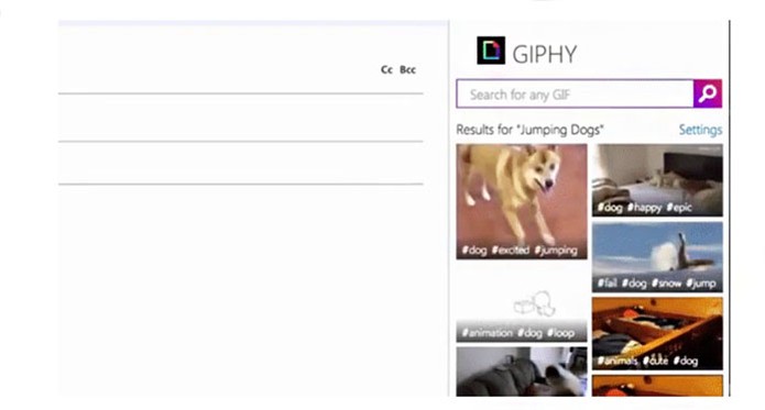 Integração com o GIPHY permite adicionar GIFs no corpo do e-mail (Foto: Divulgação/Outlook)