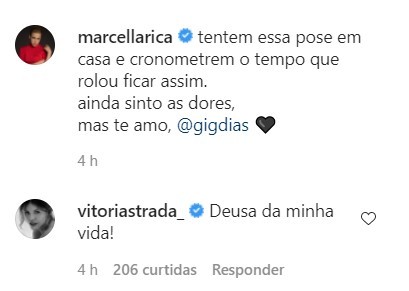 Marcella Rica posta foto e ganha comentário de Vitória Strada (Foto: Reprodução / Instagram)