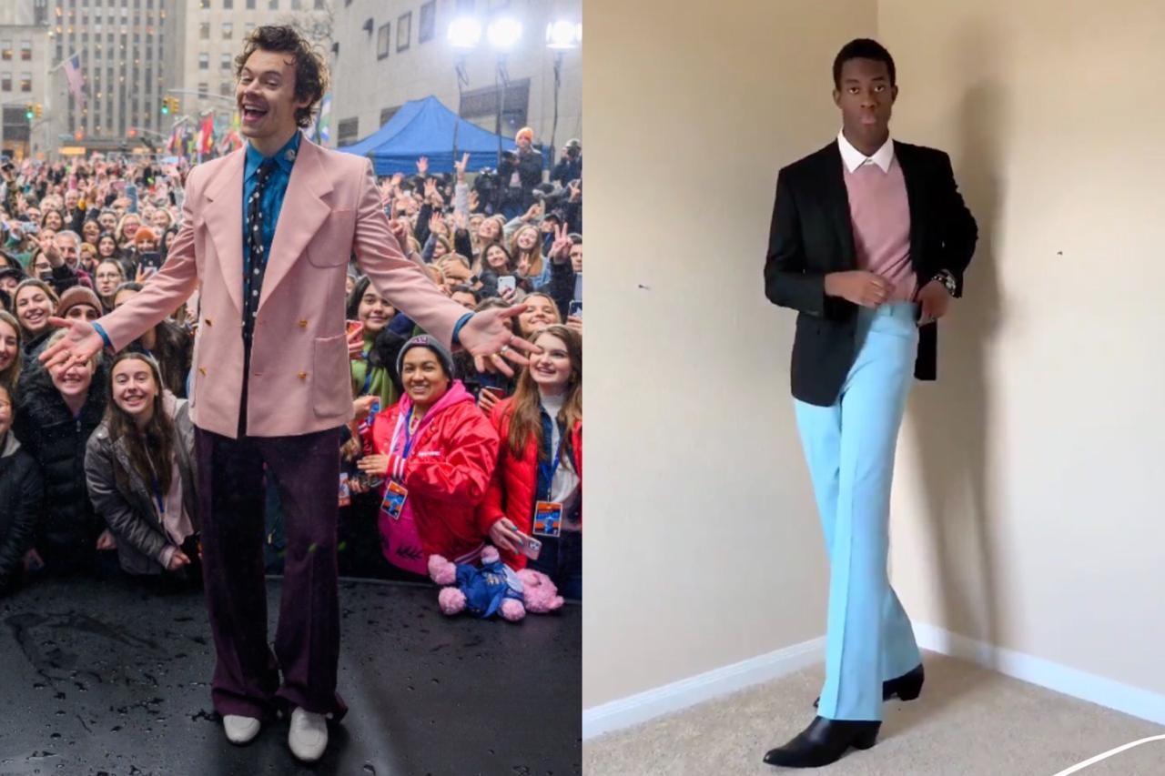 Influencer fashionista destrincha closet de Harry Styles ao decorrer dos anos (Foto: Reprodução/ Twitter)