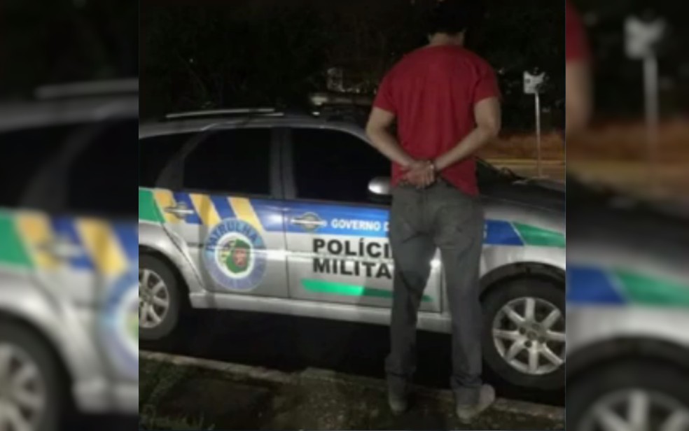 Homem preso suspeito de agredir mulher e filho de um ano em Anápolis Goiás — Foto: Reprodução/TV Anhanguera