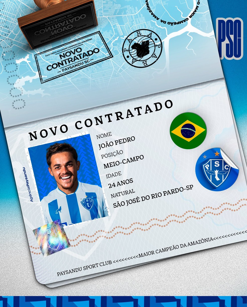 João Pedro é o novo meia do Paysandu — Foto: Paysandu/Divulgação