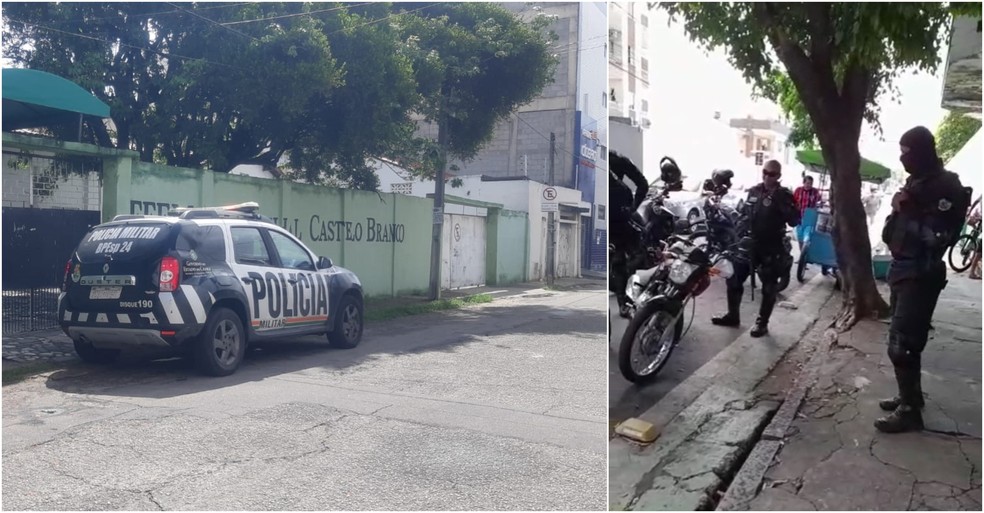 Escola em Fortaleza recebe reforço policial após ameaça contra alunos — Foto: Leabem Monteiro/Arquivo pessoal