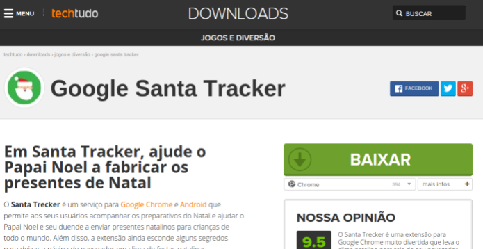 Baixando a extensão Google Santa Tracker no TechTudo Downloads (Foto: Reprodução/Edivaldo Brito) (Foto: Baixando a extensão Google Santa Tracker no TechTudo Downloads (Foto: Reprodução/Edivaldo Brito))