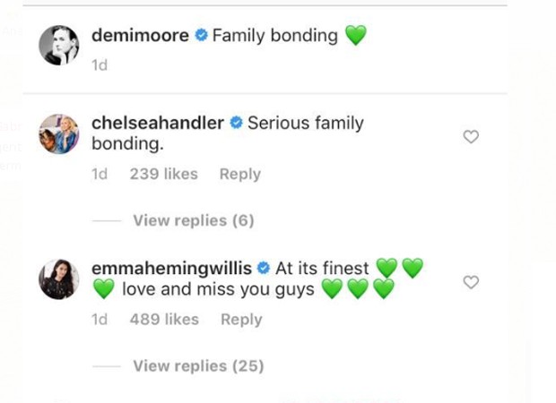 O comentário de Emma Willis no post de Demi Moore (Foto: Reprodução Instagram)