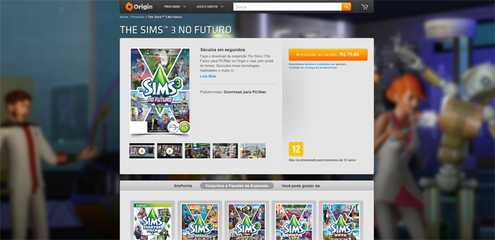 Página de uma das expansões de The Sims 3 (Foto: Reprodução/André Mello)