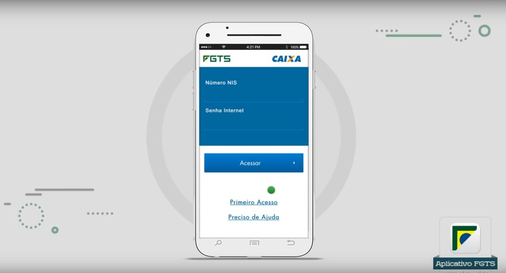 Primeira tela de acesso do aplicativo do FGTS (Foto: Reprodução/Caixa)