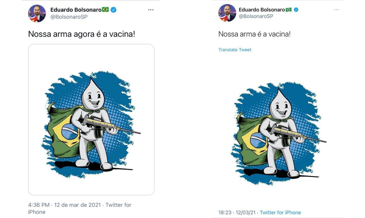 Publicação original foi apagada e repostada sem a palavra "agora"