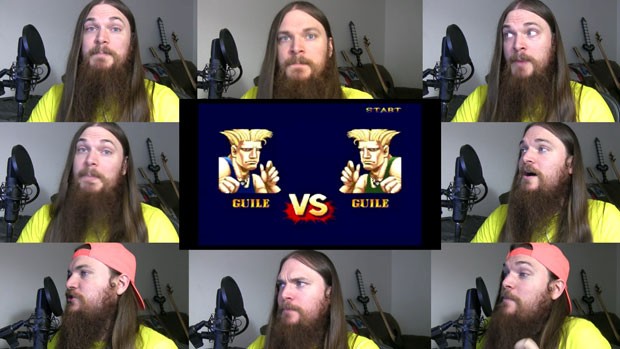 Smooth McGroove em vídeo da música tema de Guile em 'Street Fighter II'. Ele faz todos os instrumentos das músicas dos games à capela (Foto: Arquivo Pessoal)