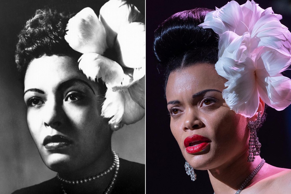 Andra Day como Billie Holiday no filme "Estados Unidos Vs Billie Holiday" — Foto: Divulgação