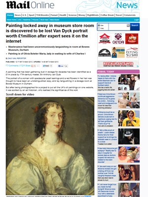 Quadro de Van Dyck em imagem do site do tabloide inglês Daily Mail, que noticia a reavaliação da obra de cópia para original (Foto: Reprodução/Site Dailymail.co.uk)