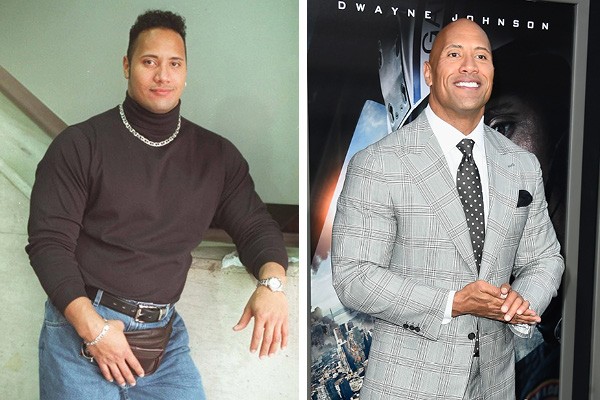 Dwayne Johnson em 1996 e em 2015 (Foto: Facebook / Getty Images)