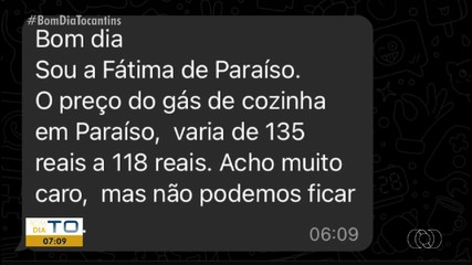 Telespectadora reclama do preço do gás de cozinha em Paraíso do Tocantins