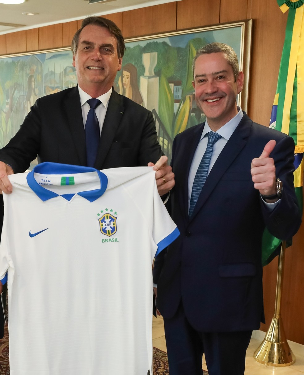 Bolsonaro e Rogério Caboclo em encontro em Brasília — Foto: Marcos Corrêa/PR