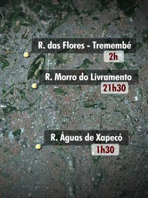 IlustraÃ§Ã£o mostra ponto onde ocorreram os crimes (Foto: Arte/TV Globo)