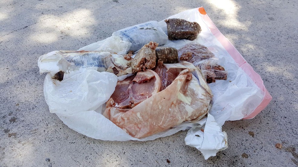 Carne 'cai do céu' sobre telhado de casa e intriga família nos EUA (Foto: Austin Adair via AP)