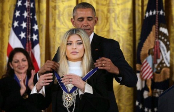 A montagem protagonizada por Kylie Jenner e Barack Obama (Foto: Twitter)