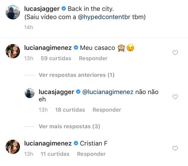 Luciana Gimenez reclama sobre casaco com Lucas Jagger (Foto: Reprodução/Instagram)