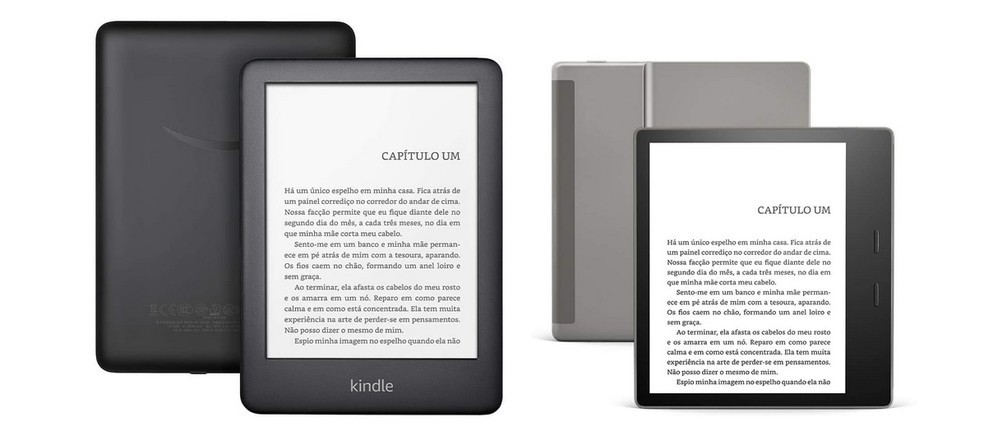 Da esquerda para a direita, os modelos de Kindle de 10ª geração e Oasis (Foto: Reprodução/Amazon)