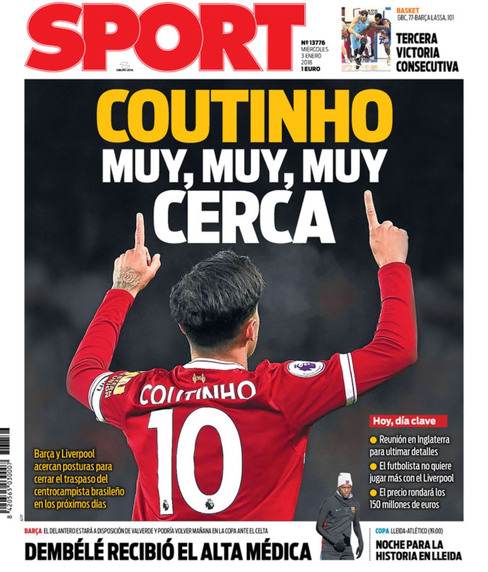 Philippe Coutinho deve se transferir para o Barcelona neste mês (Foto: Reprodução/Sport)