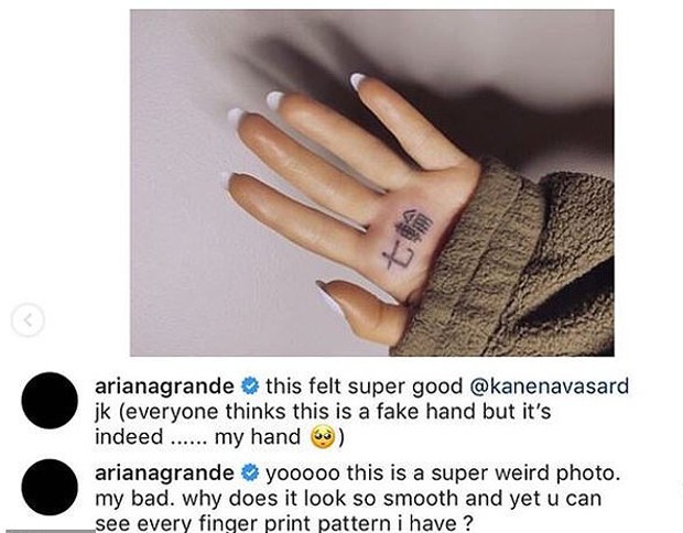 Ariana Grande faz tatuagem em japonês e erra (duas vezes)