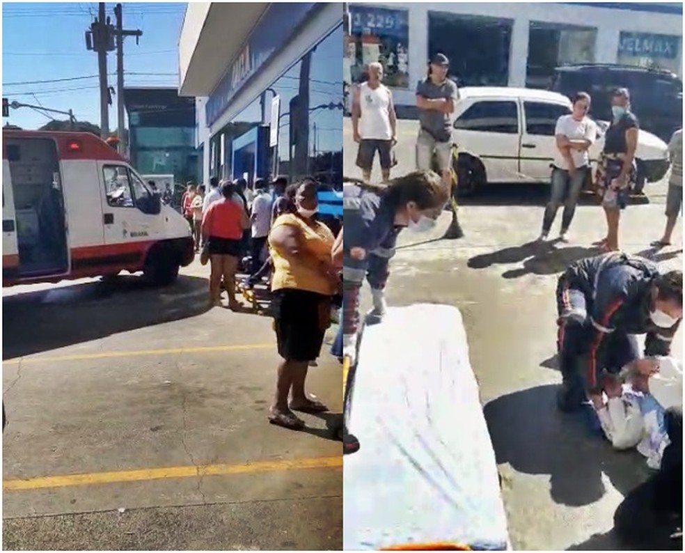 Uma pessoa passou mal enquanto esperava em fila da Caixa em Itapetininga (SP) — Foto: Reprodução/Arquivo Pessoal
