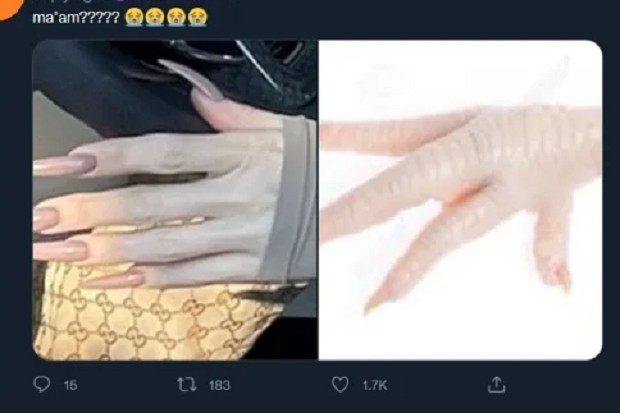 Mão de Khloe Kardashian vira meme (Foto: Reprodução/Twitter)