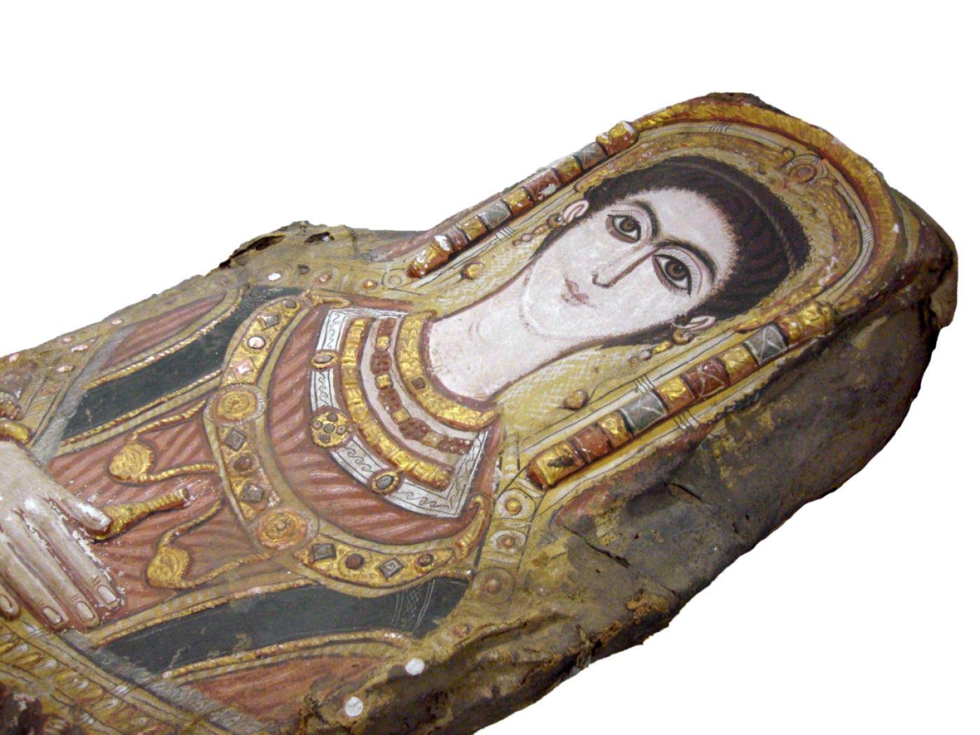 Múmia de jovem adolescente coberta por gesso pintado  (Foto: I. Badr / PLOS One)