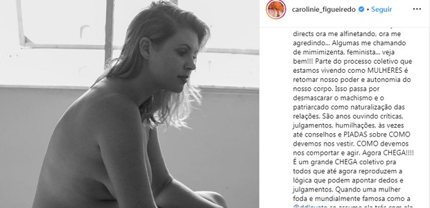Carol Figueiredo faz desabafo no Instagram após comentário de Fábio Porchat (Foto: Reprodução/Instagram)