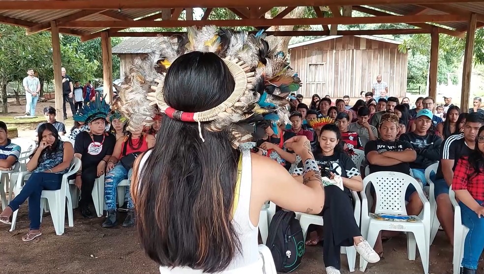 Txai Suruí participa de encontro indígena em Rondônia — Foto: Rede Amazônica