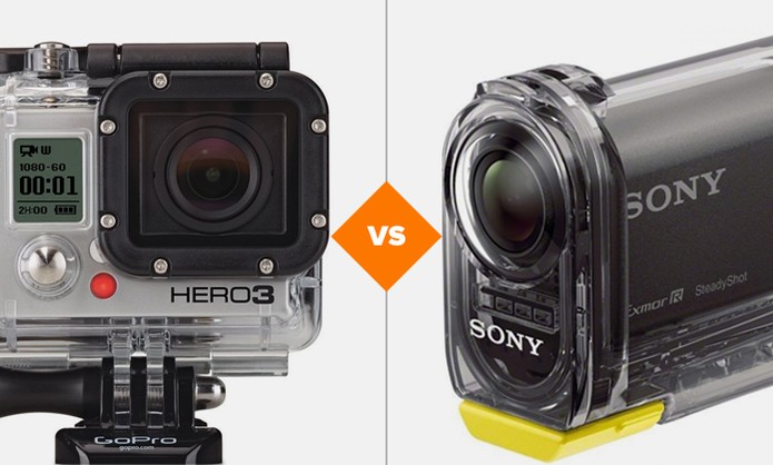Comparativo GoPro Hero 3+ e Sony Action Cam (Foto: Arte/TechTudo)