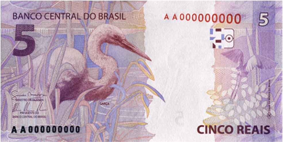 Nota de R$ 5,00 (verso) — Foto: Reprodução/Banco Central